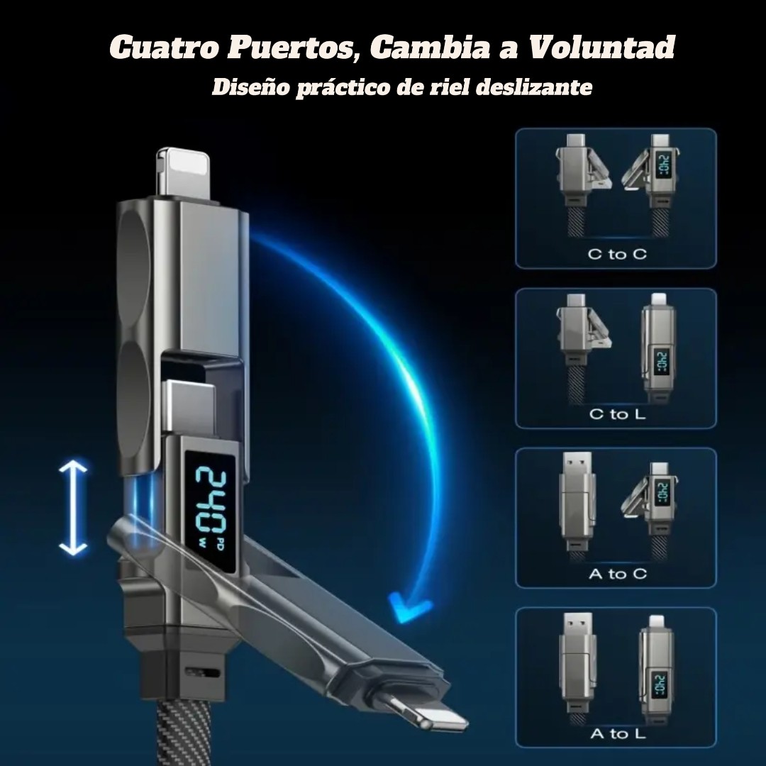 Los cuatro puertos del cable en riel deslizante